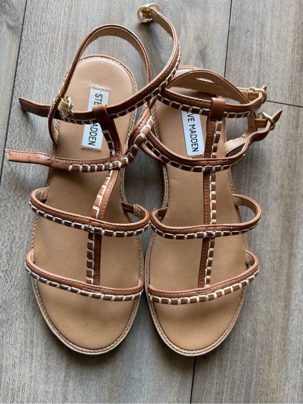 Steve Madden Tan Braided-Strap Gladiator Sandals